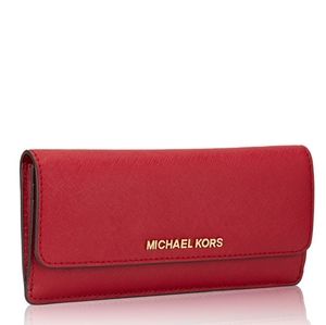 Micheal Kors Red jet set saffiano leather wallet